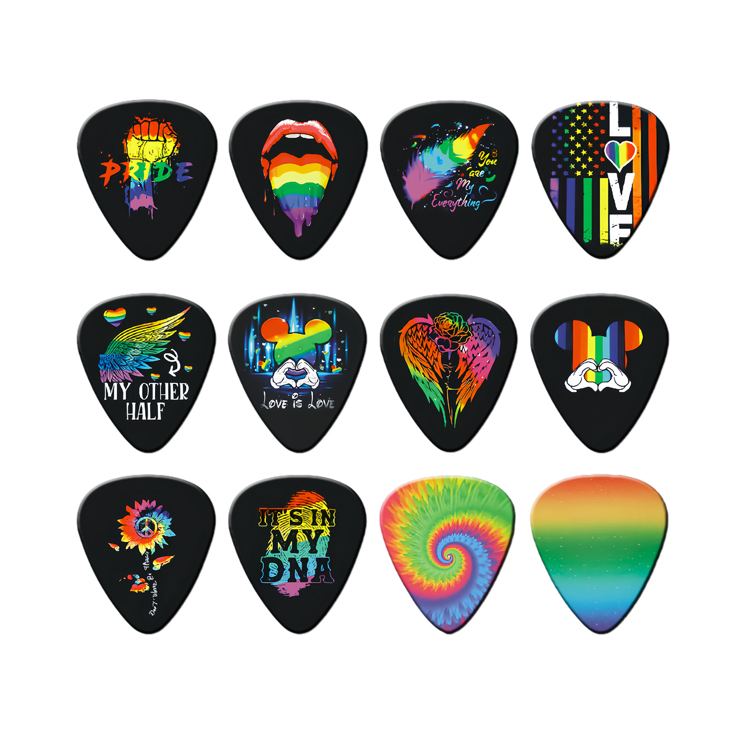 Musical Instrument Art - 12 Pieces Guitar Picks 0.46mm 0.71mm