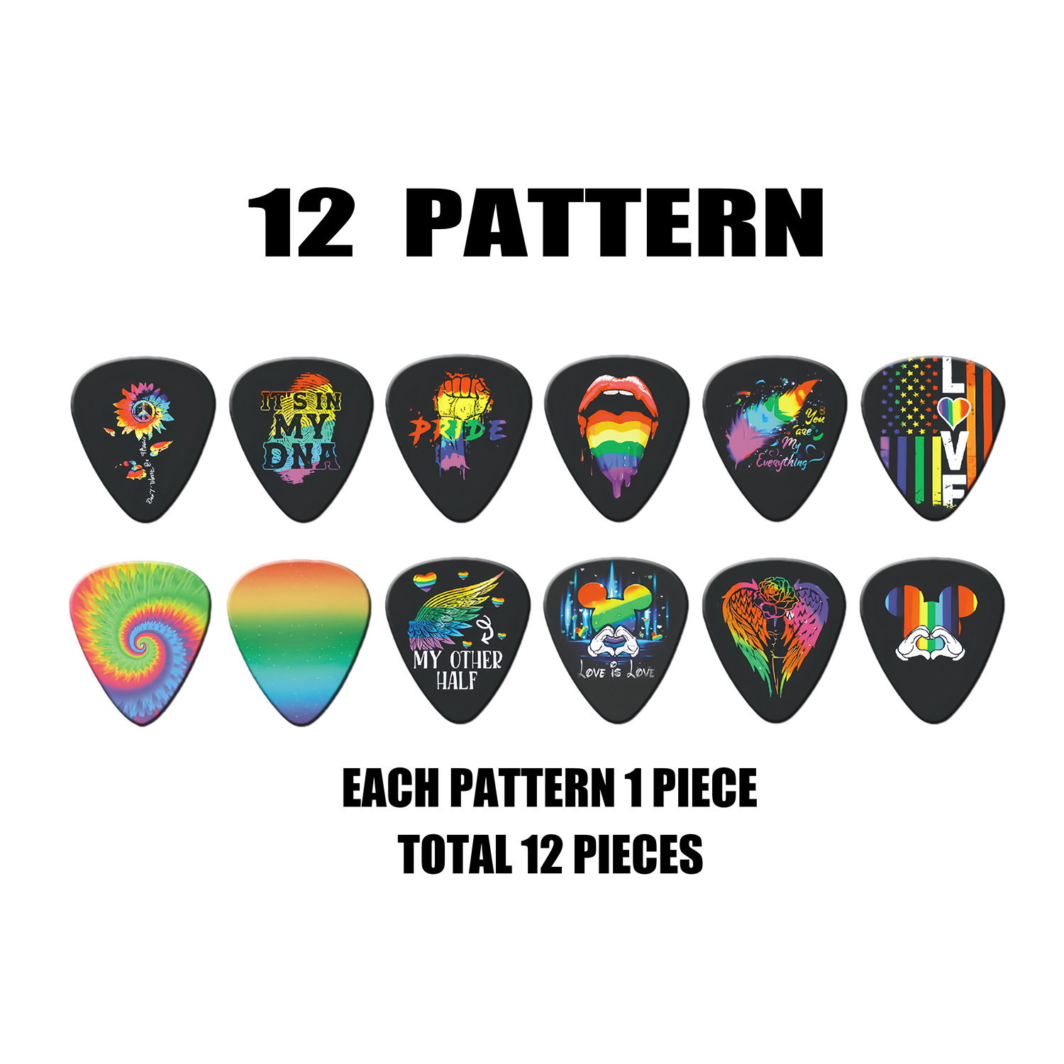 12 Pieces Guitar Picks 0.46mm  - Musical Instrument Art 评论和价格