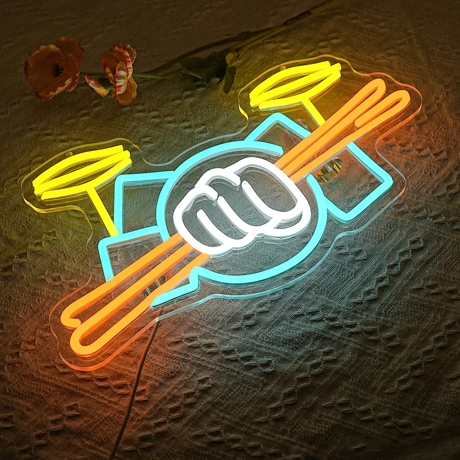 Drum Set Neon Sign USB Powered - Musical Instrument Sign 评论和价格
