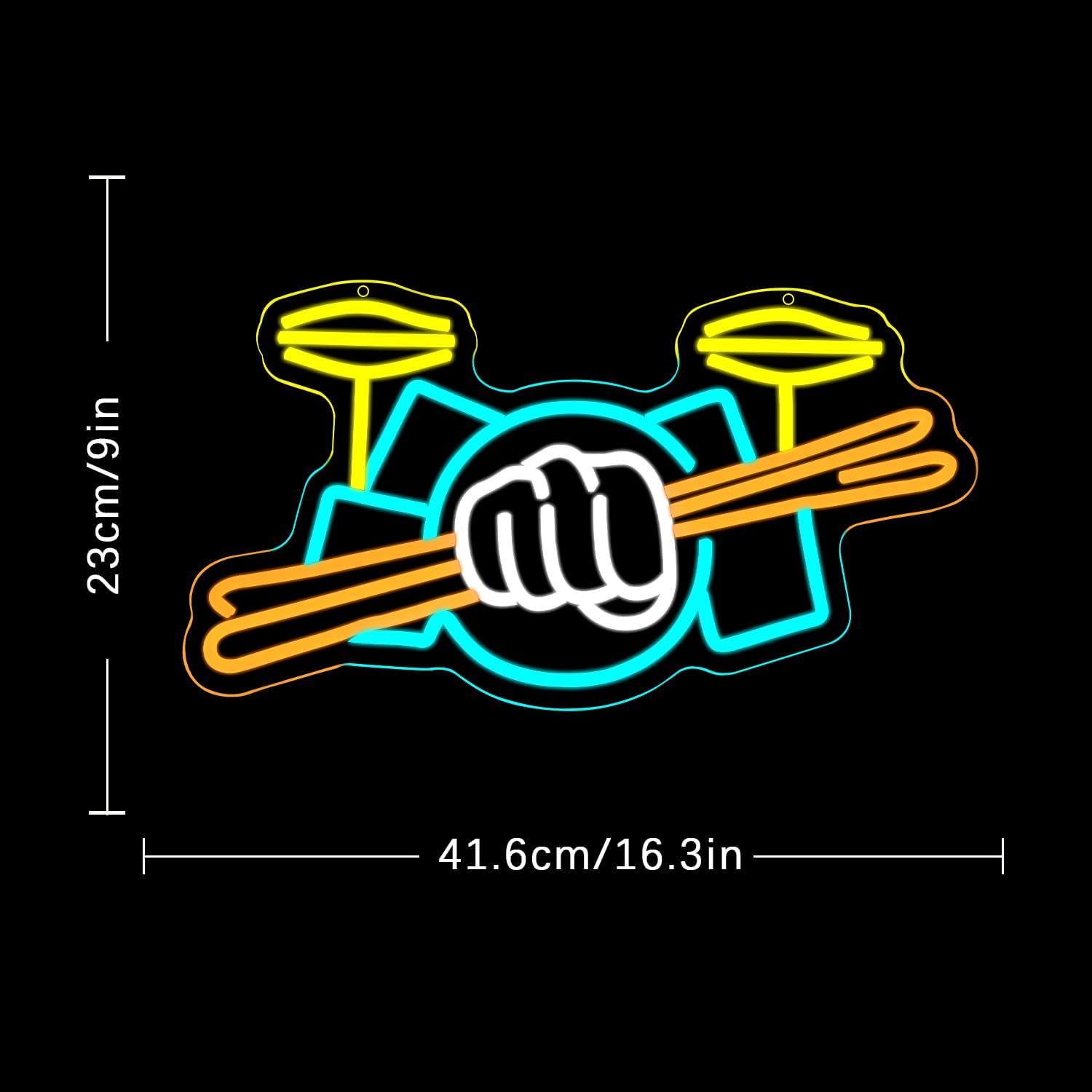 Drum Set Neon Sign USB Powered - Musical Instrument Sign 评论和价格