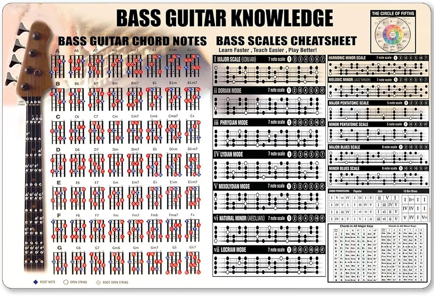 Bass Guitar Knowledge Metal Si - Musical Instrument Sign 评论和价格