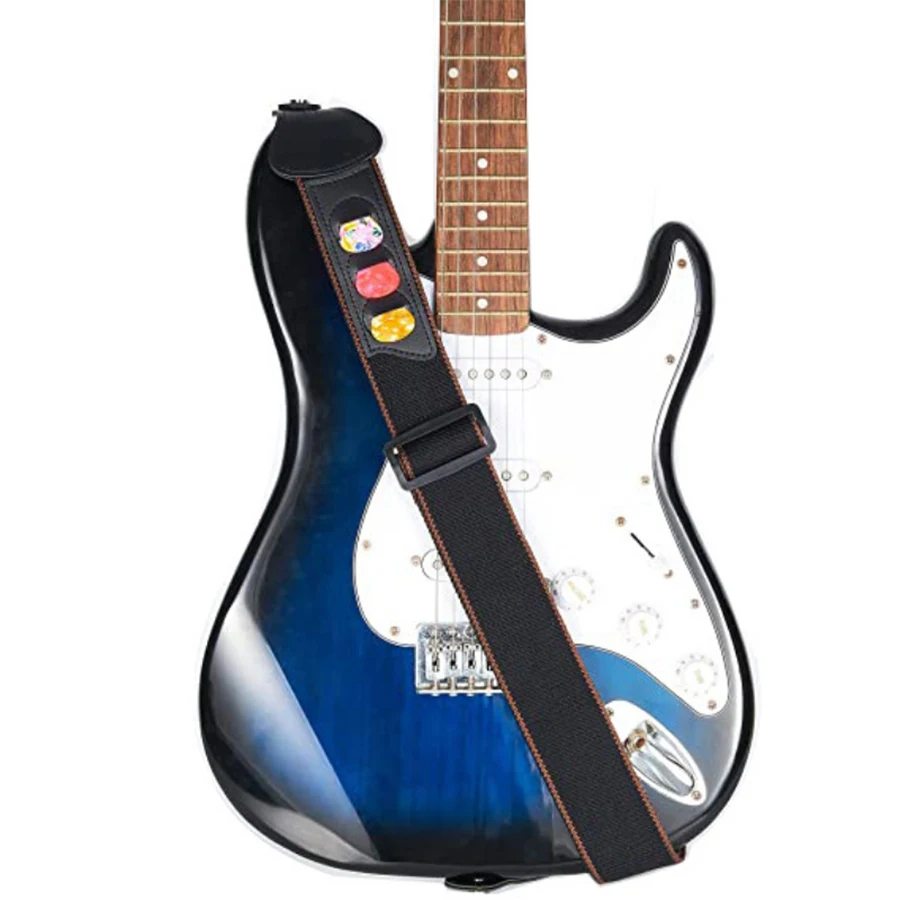 7Pcs/Set Guitar Strap Black PU - Musical Instrument Set 评论和价格