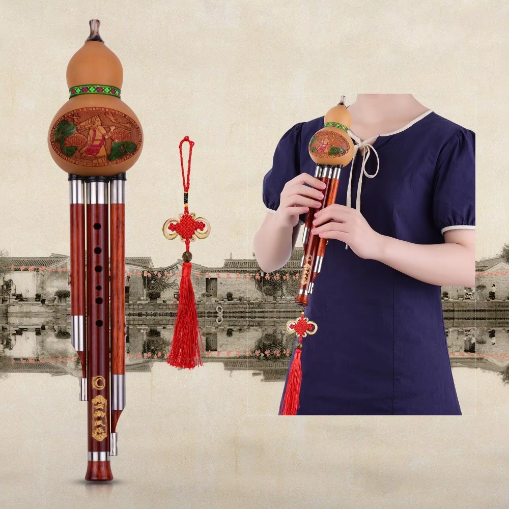 3-Tone C Key Hulusi Gourd Flut - A Musical Instrument With Keys 评论和价格