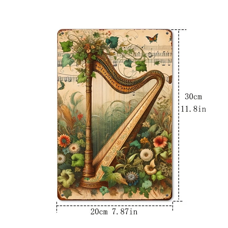 Vintage Harp Floral Music Note - Musical Instrument Sign 评论和价格