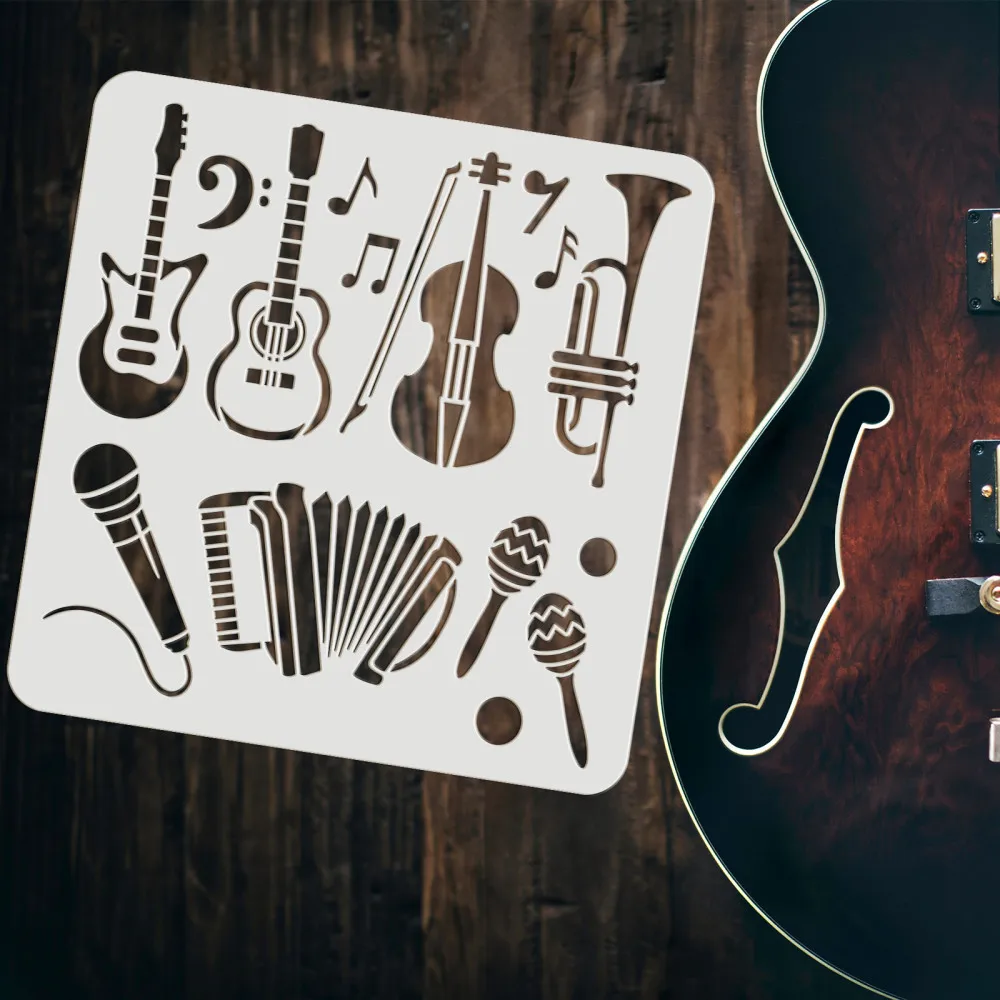 2pcs Musical Instruments Stenc - Musical Instrument In Drawing 评论和价格