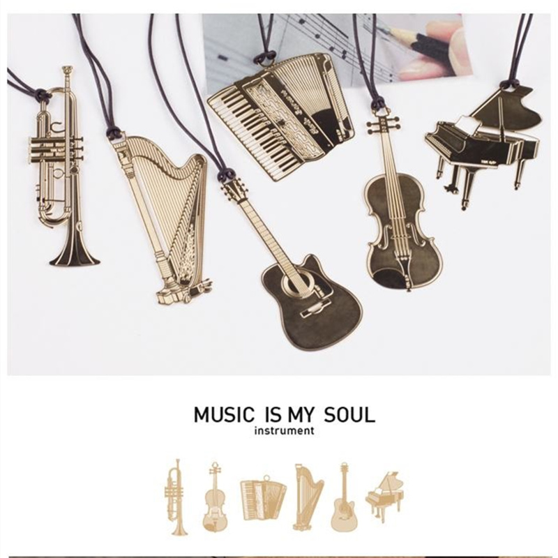 6pcs Music Metal Bookmark Gold - Musical Instrument Book 评论和价格