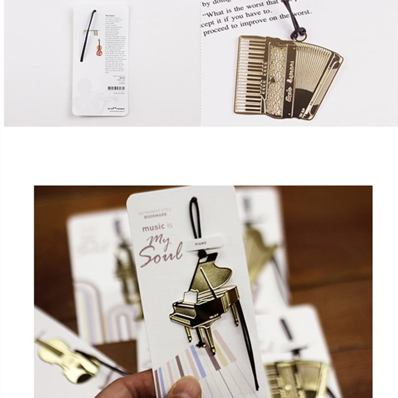 6pcs Music Metal Bookmark Gold - Musical Instrument Book 评论和价格