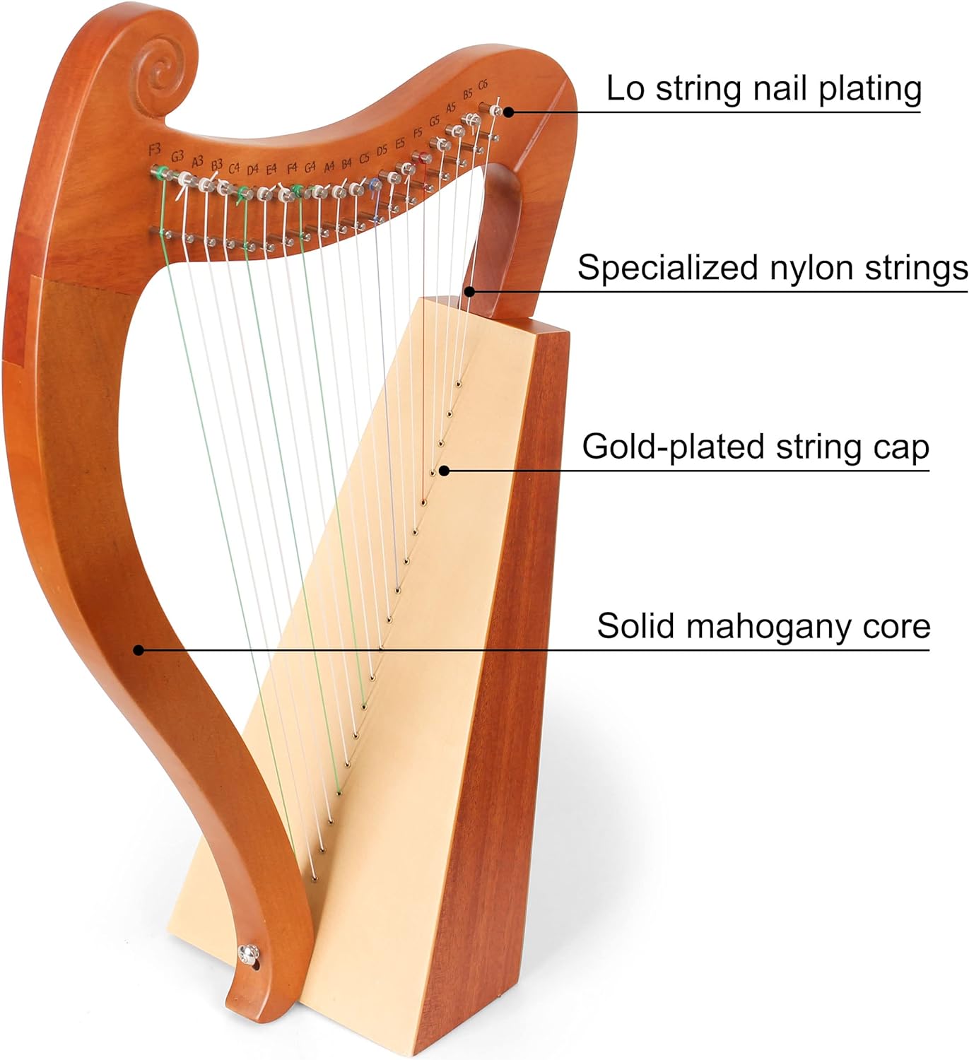 15 19 String Mini Harp Lyre Pi - Musical Instrument Harp 评论和价格