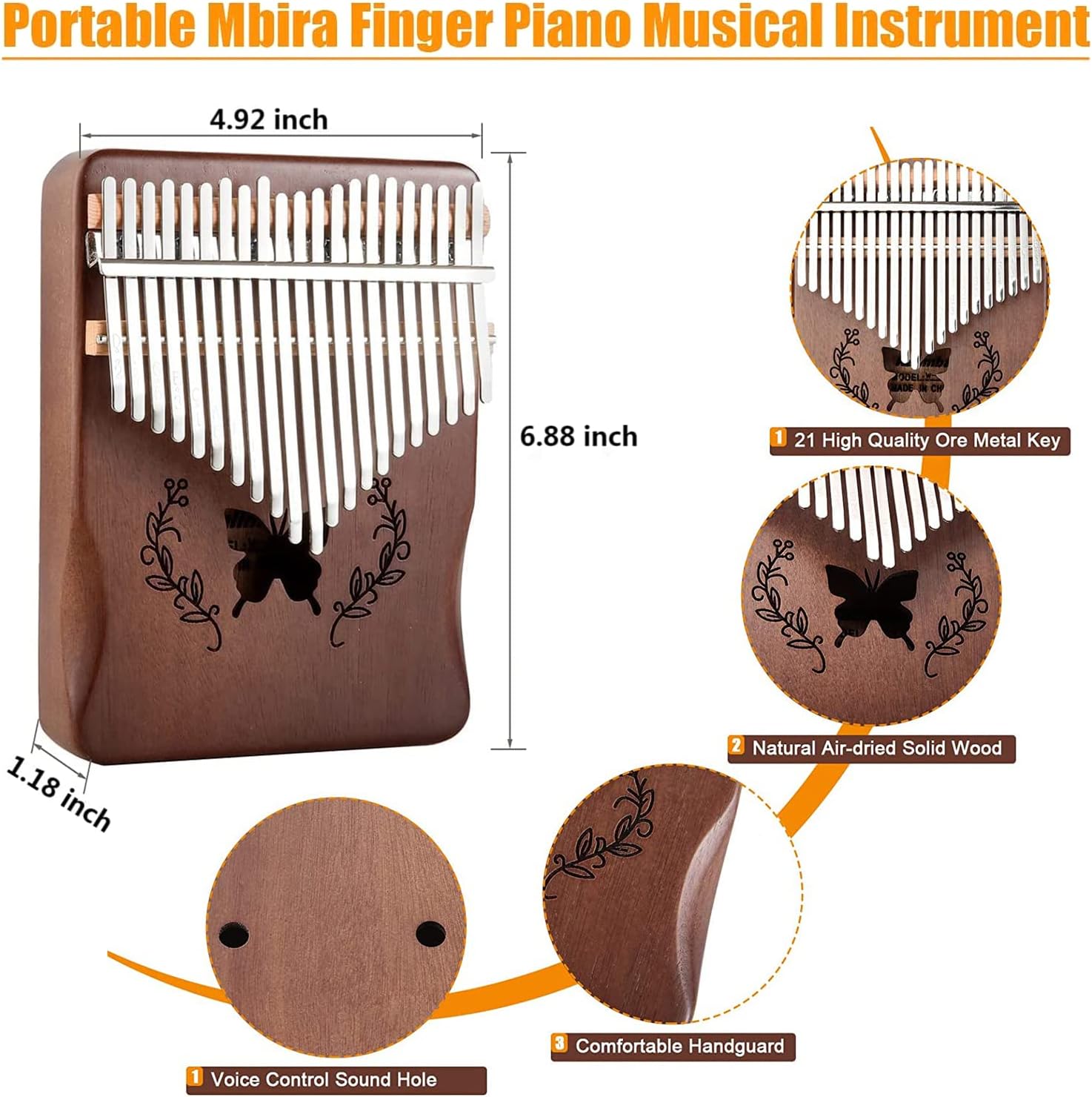 Kalimba 21 Keys Thumb Piano, N - A Musical Instrument With Keys 评论和价格